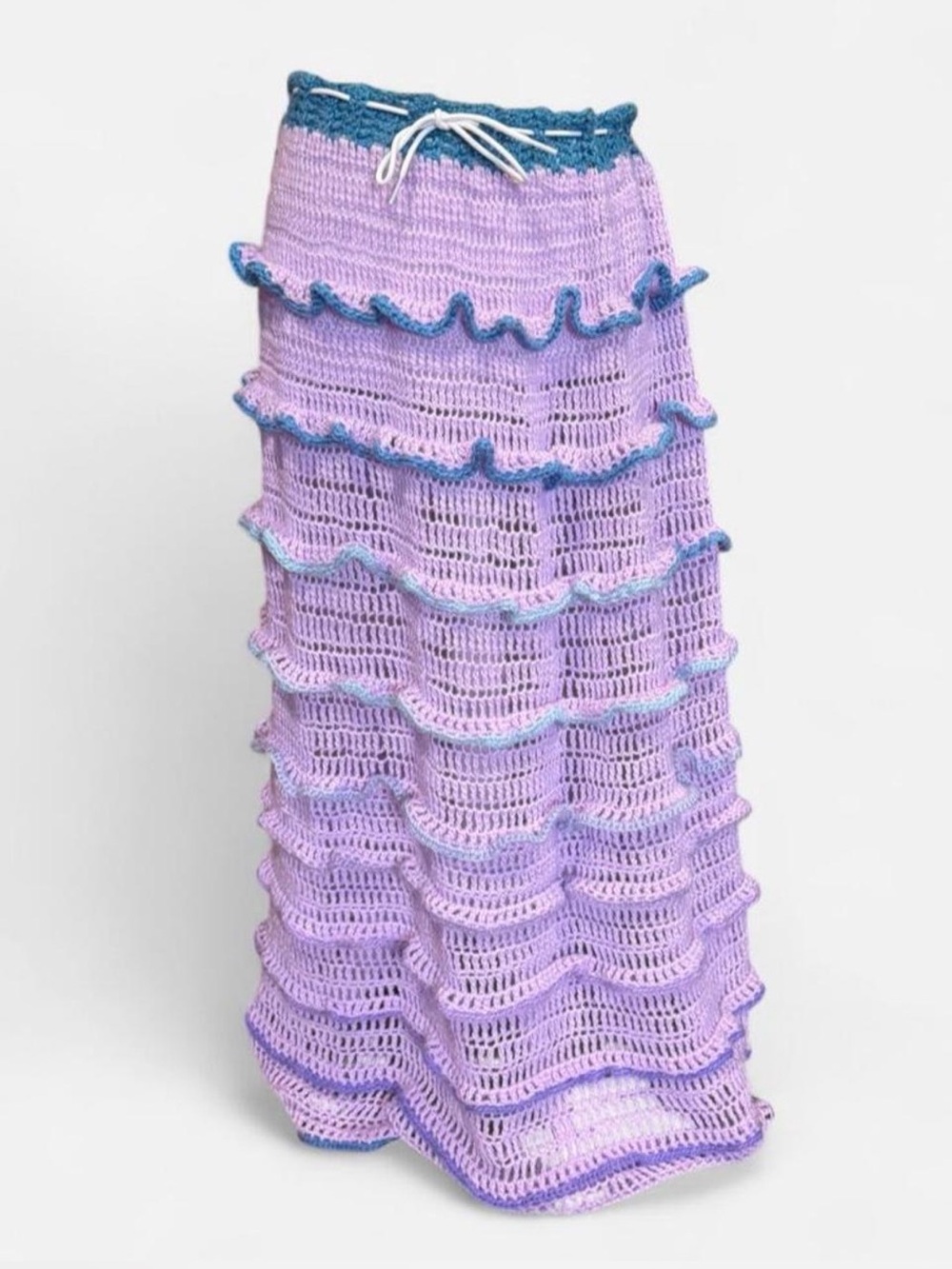 Handmade Crochet Lavender Ruffled Maxi Skirt